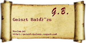 Geiszt Balázs névjegykártya