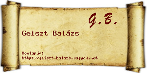 Geiszt Balázs névjegykártya